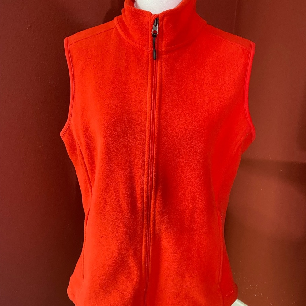 Champion fleece vest, color-Orange, Large